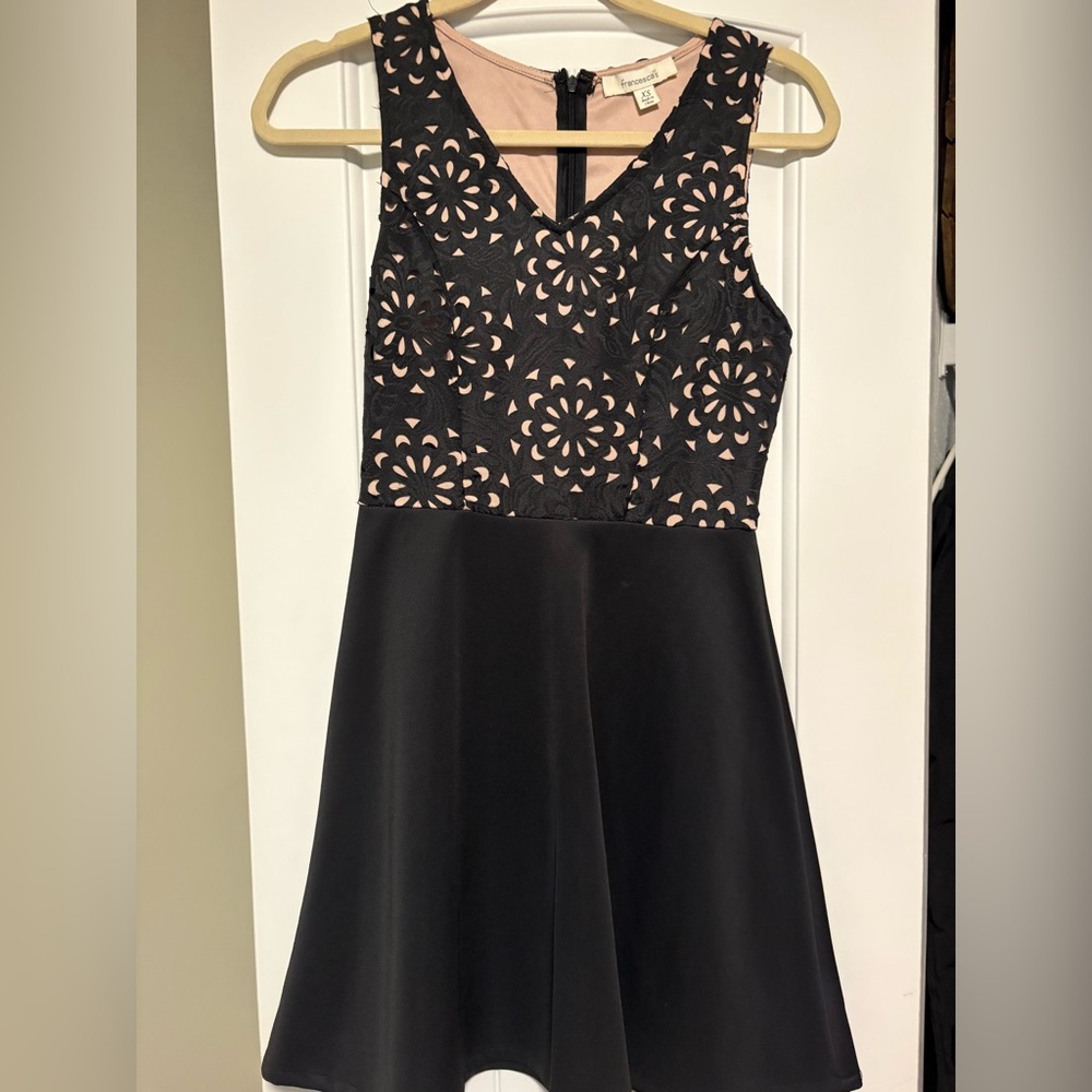 Black and Nude Floral Cutout Dress